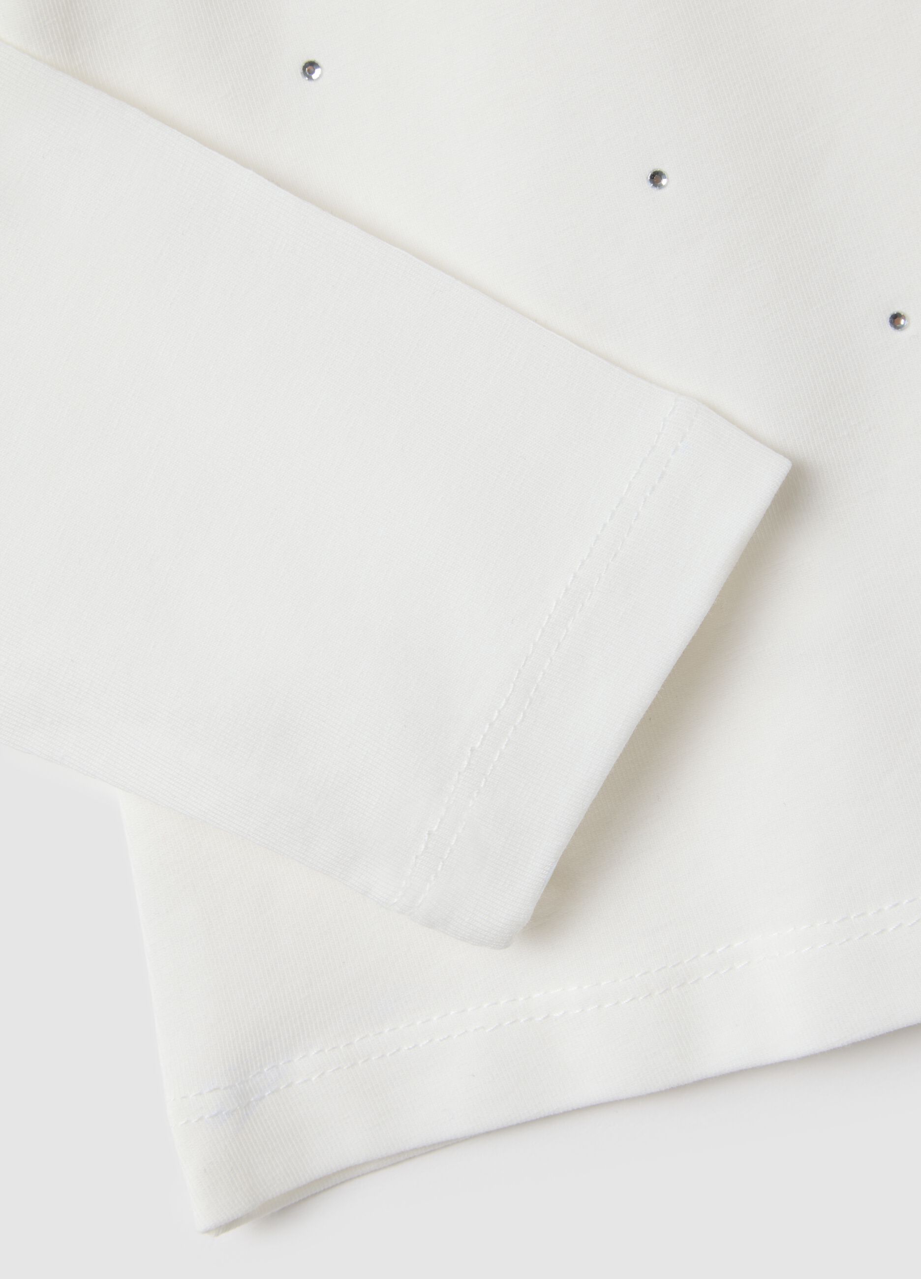 Maglia da bambina in cotone elasticizzato bianca regular fit
