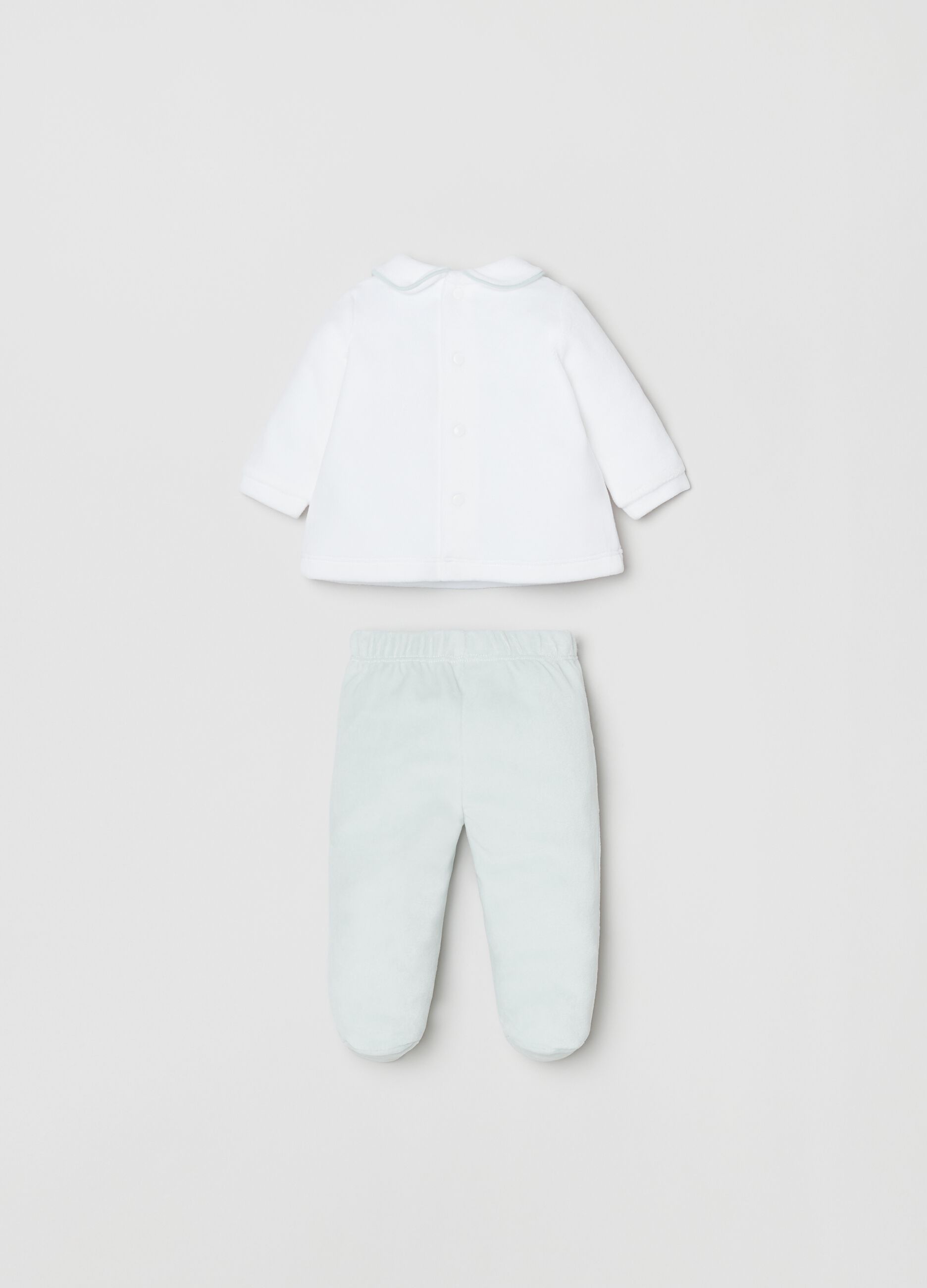 Set t-shirt e ghettine in velour con ricamo_1