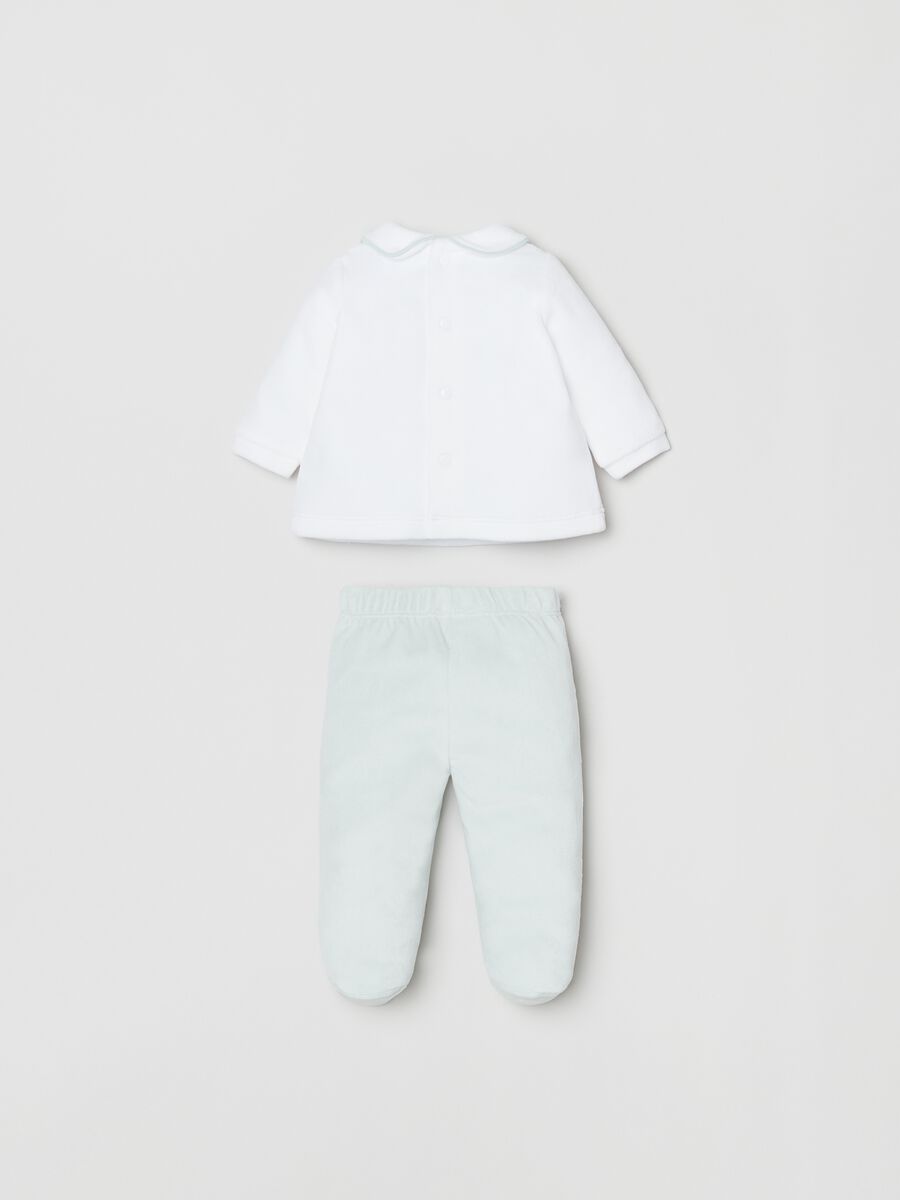 Set t-shirt e ghettine in velour con ricamo_1