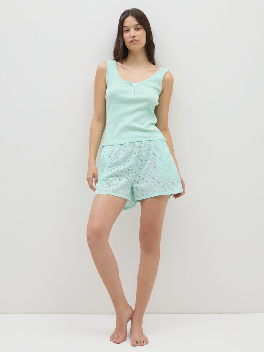 Set pigiama da donna in puro cotone verde_0