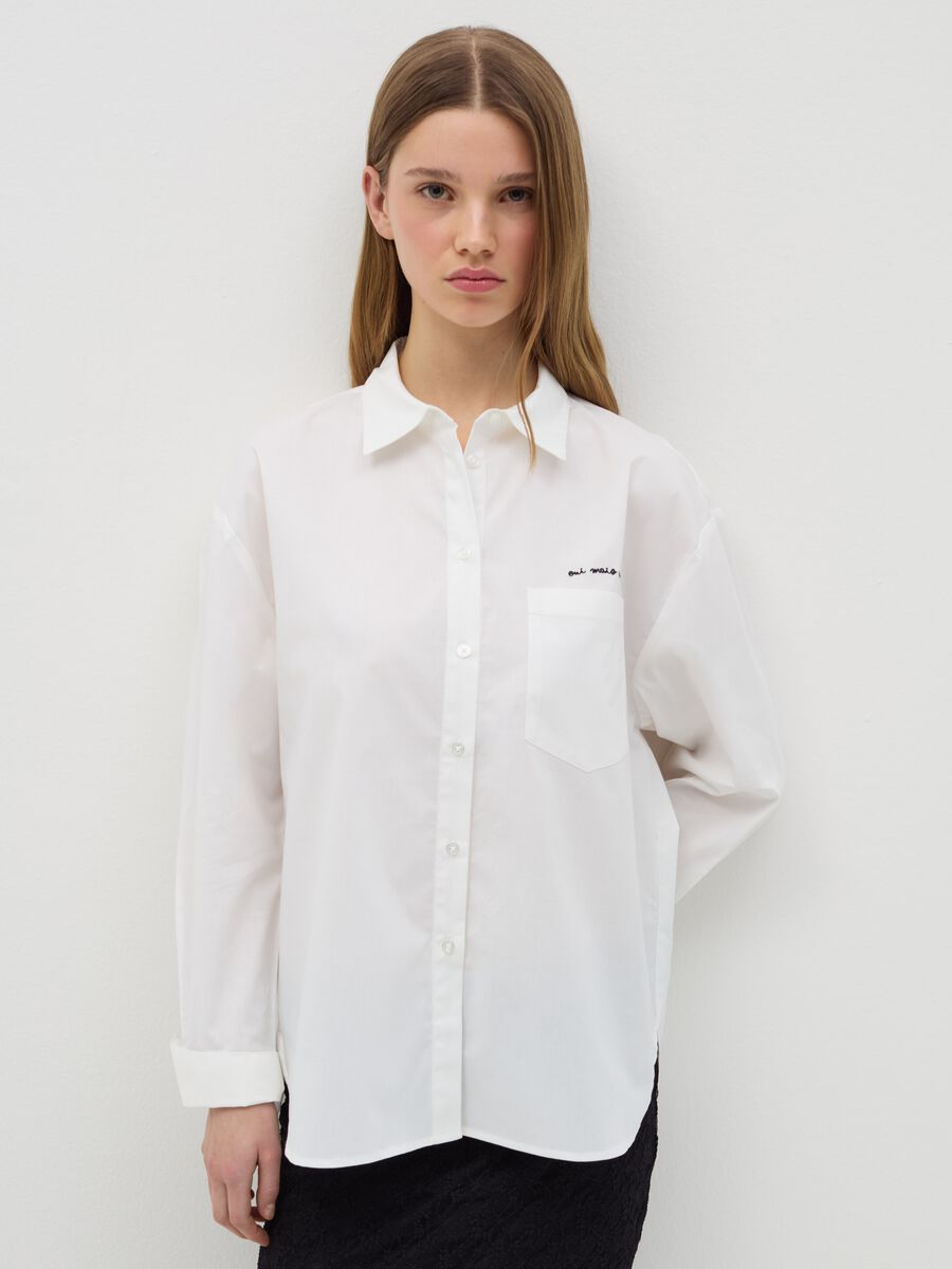 Relaxed-fit shirt with embroidered pocket_0