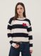 Regular fit multicolour striped cotton blend jumper with heart_2
