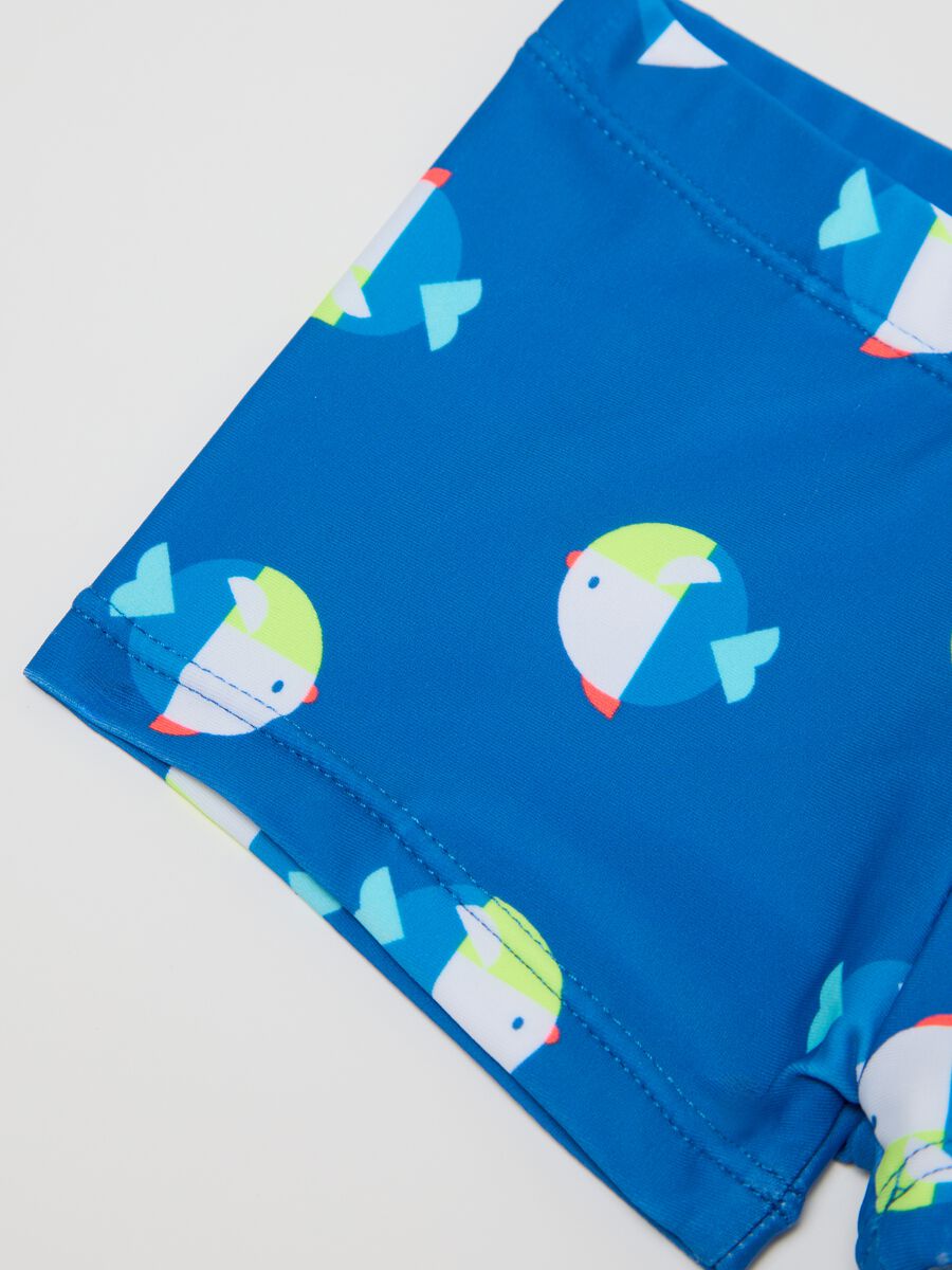 Boys’ costume in blue stretch fabric with fish pattern_3