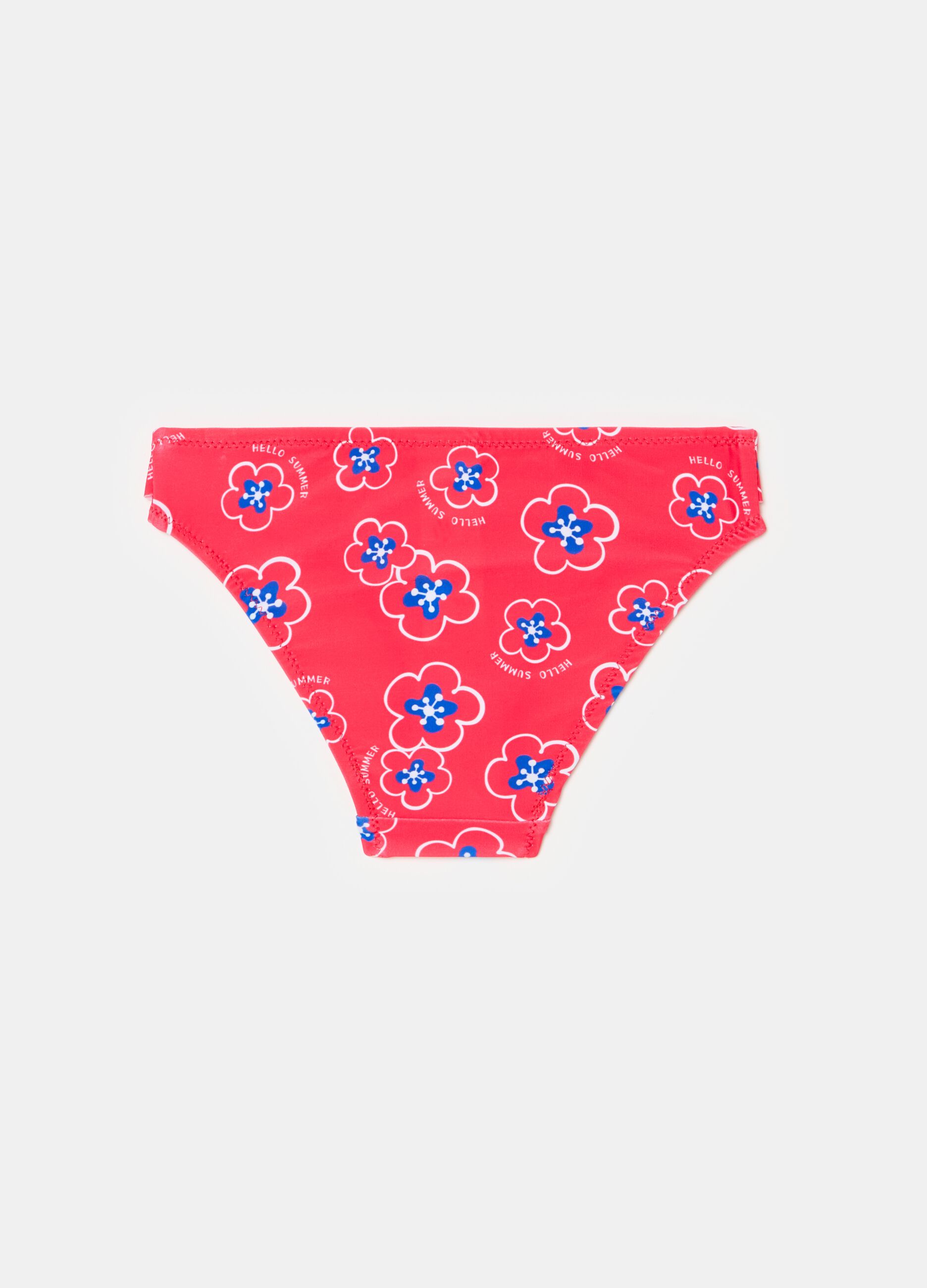 Swim briefs with print and flounce