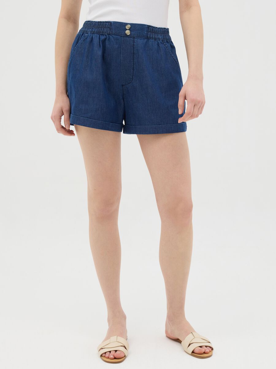 Denim shorts with elasticated waist_1