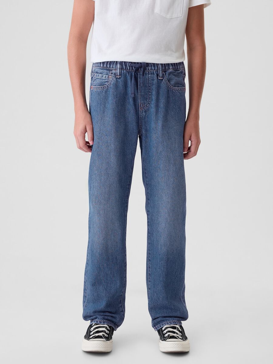 Denim joggers with drawstring and pockets_1