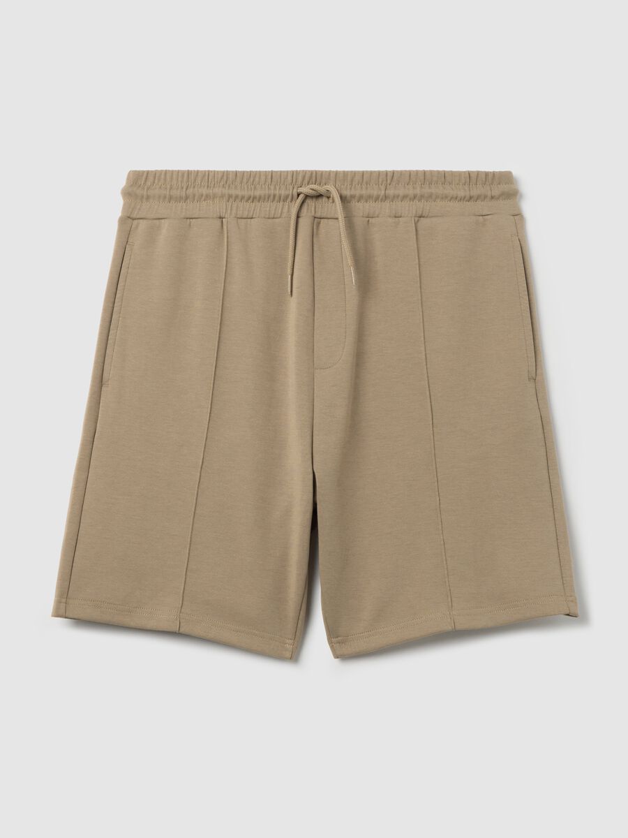 Beige Bermuda joggers in fleece_4