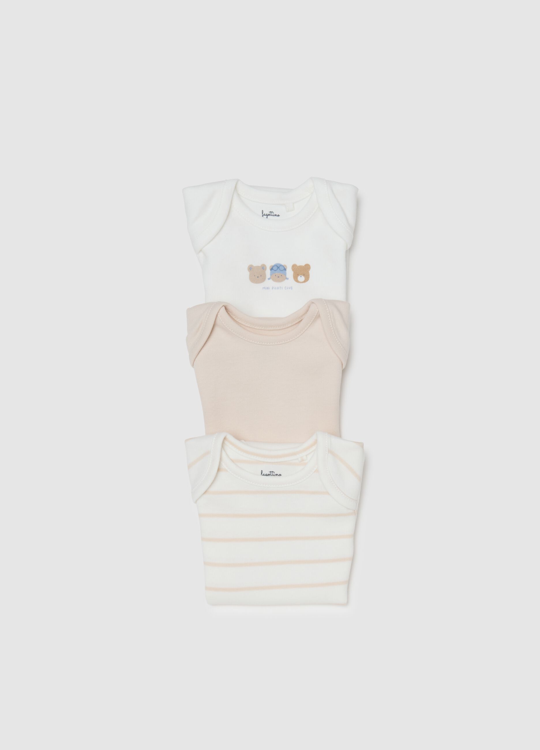 Set of pure cotton multicolour baby bodysuits
