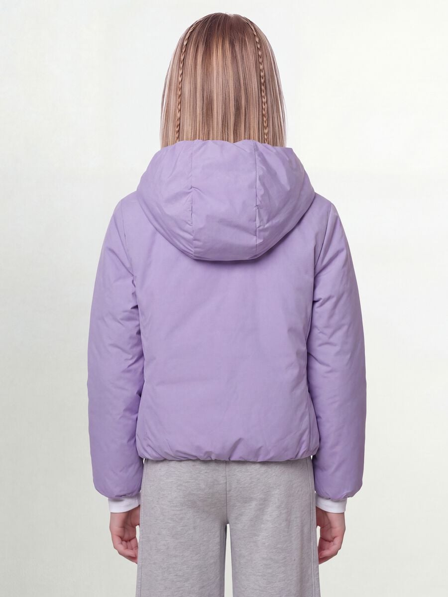 Giacca Ultralight viola reversibile con cappuccio e zip per ragazza_3