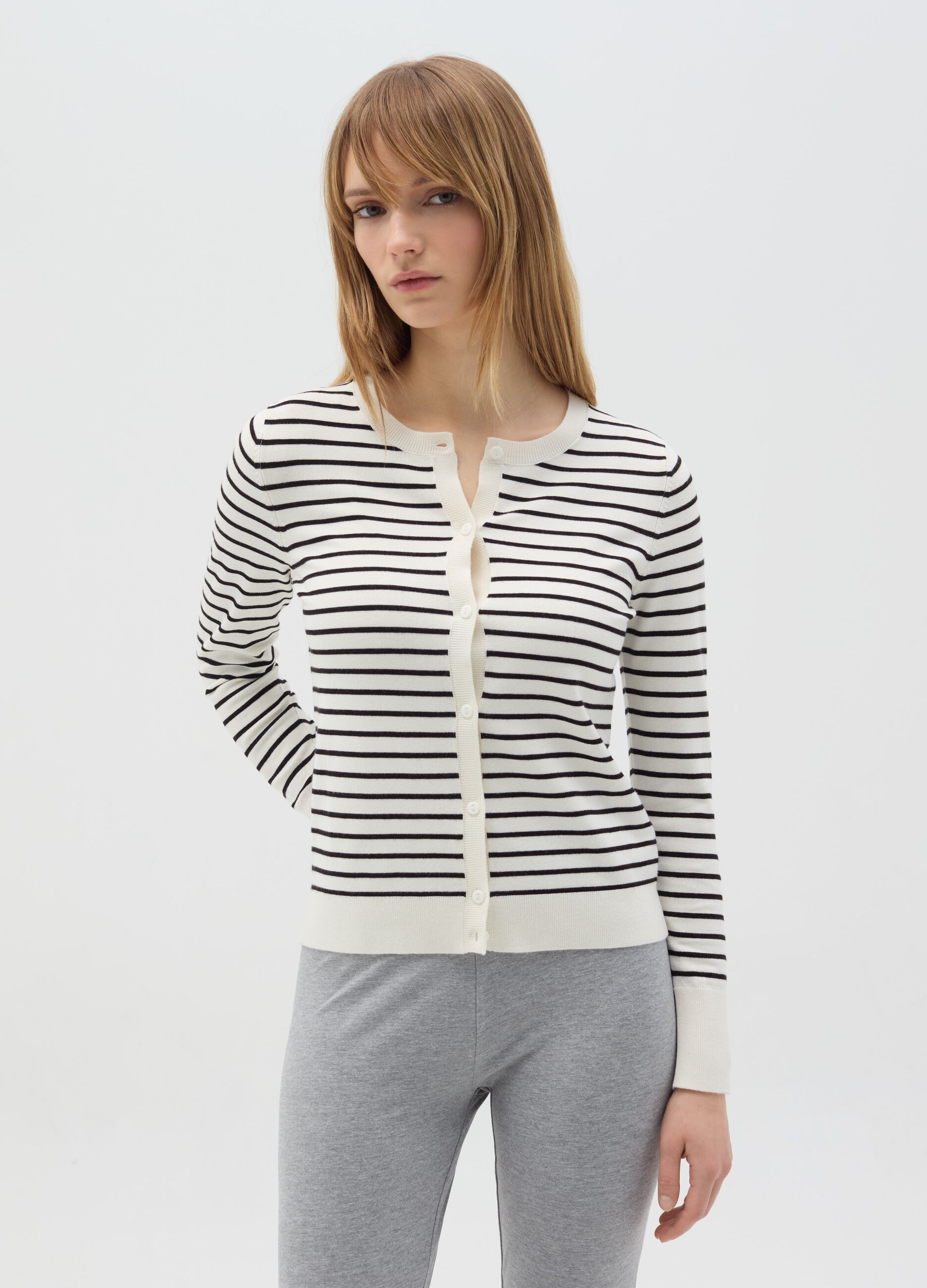 Cardigan with striped pattern