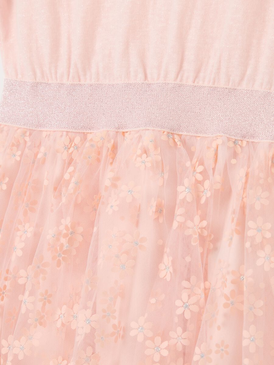 Pink dress with floral tulle skirt_3