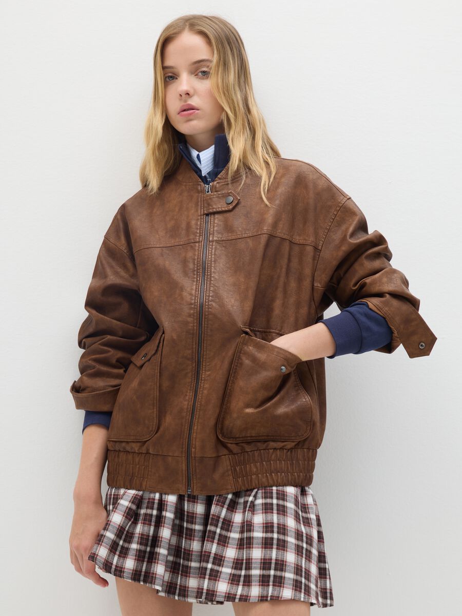 Brown regular fit jacket_0
