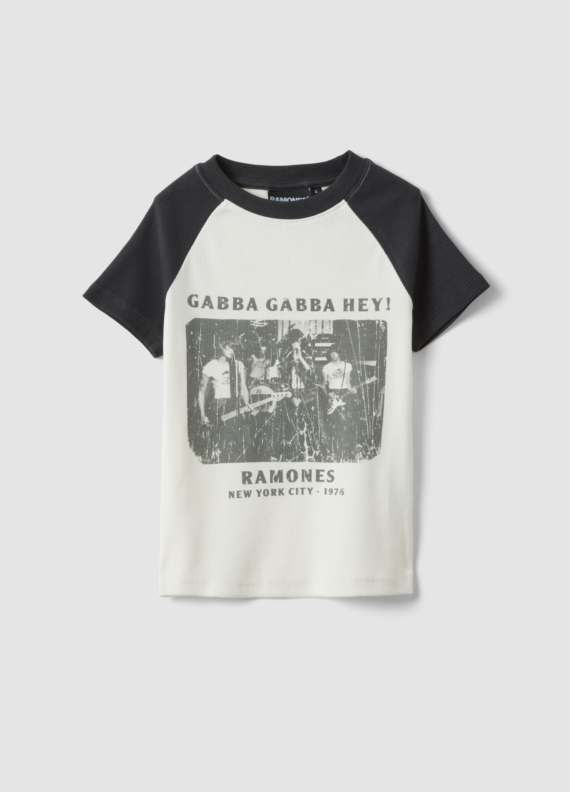 T-shirt in cotone elasticizzato multicolor fitted