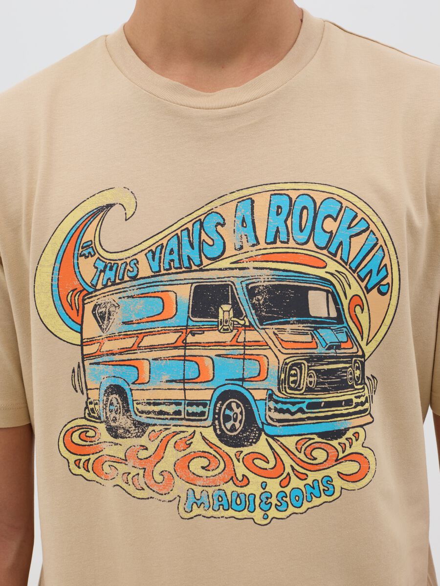 Beige T-shirt with vintage print_3