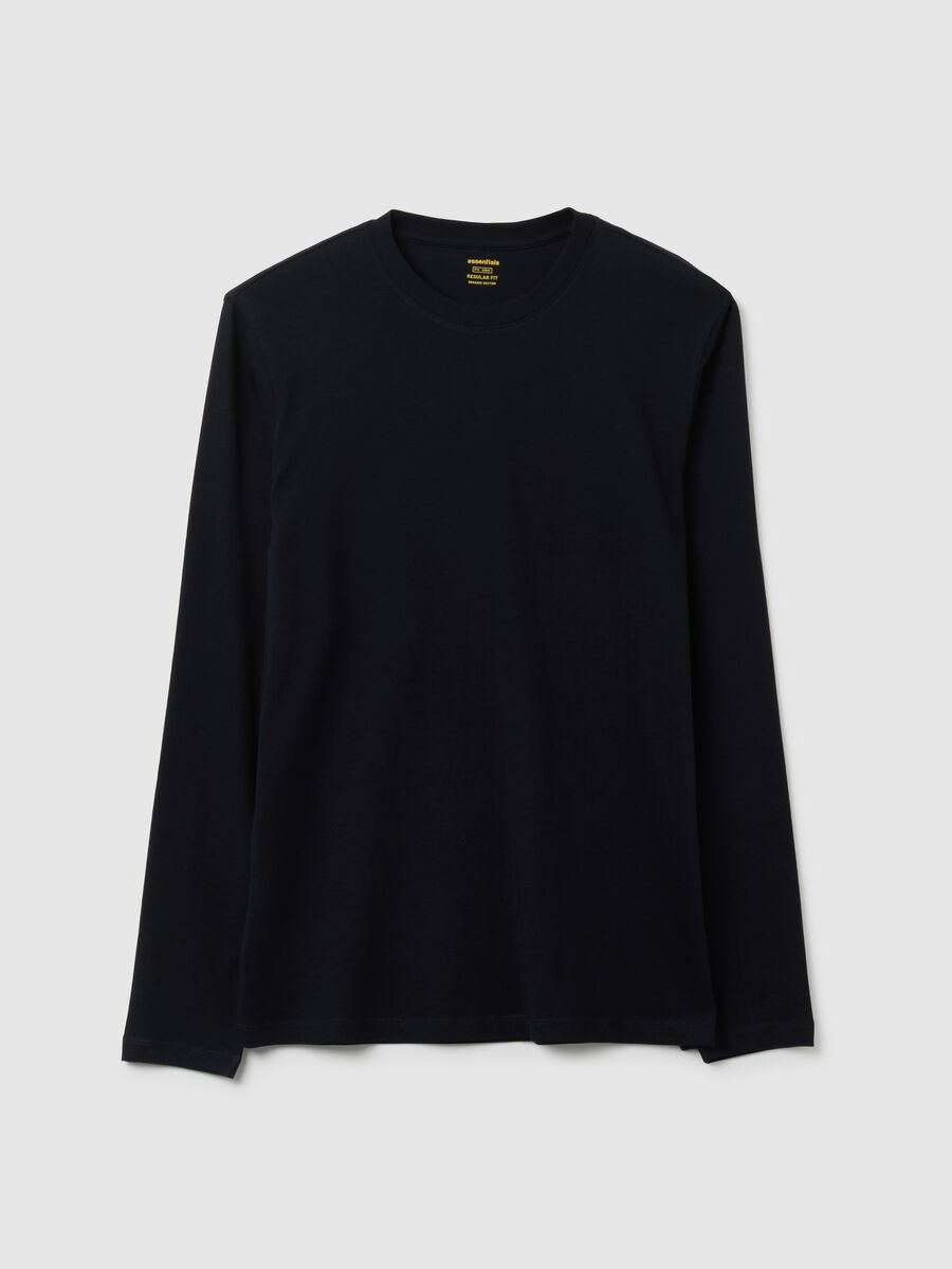 Black long sleeve pure cotton T-shirt_4