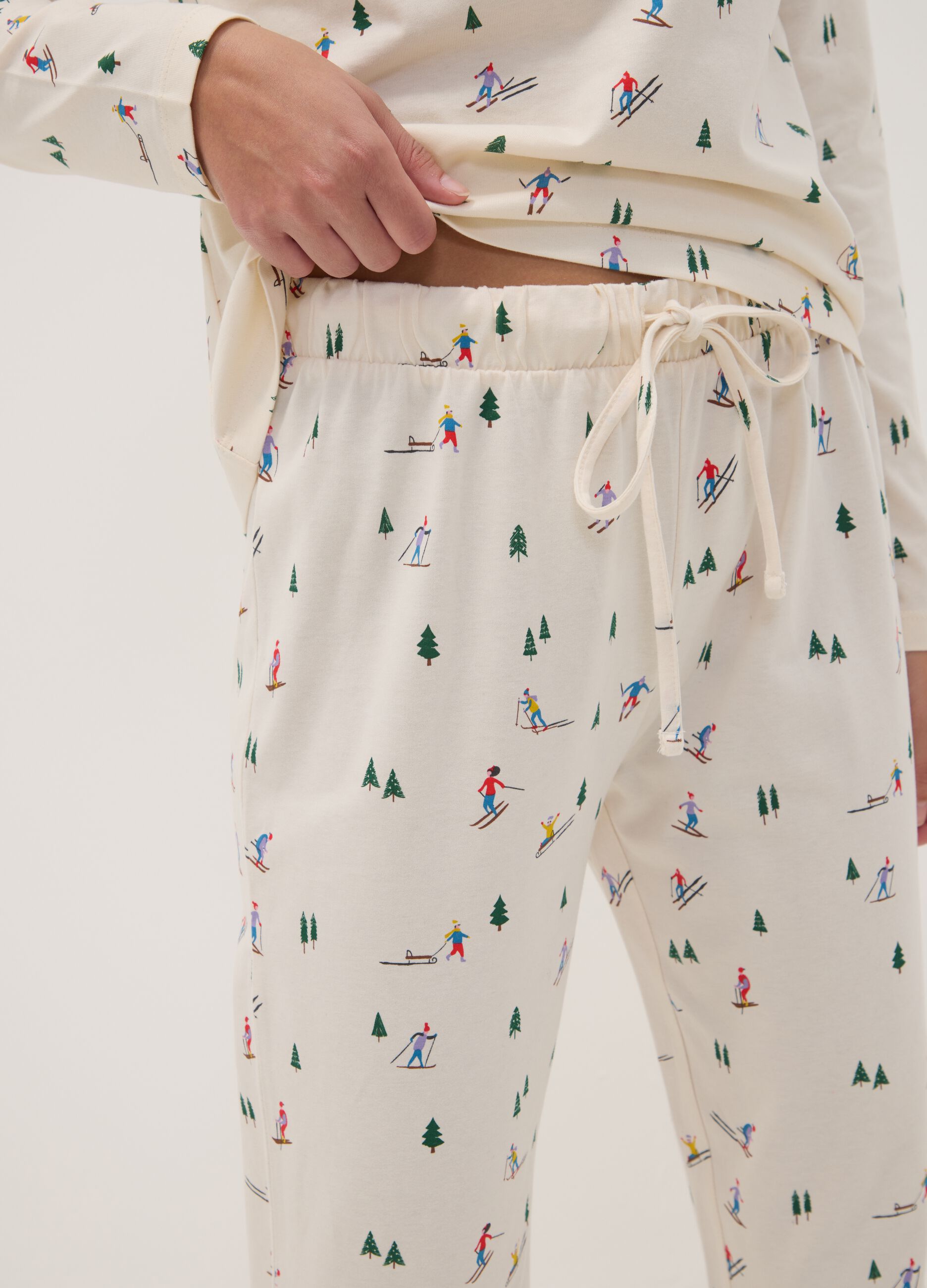 White pure cotton jersey pyjamas, regular fit