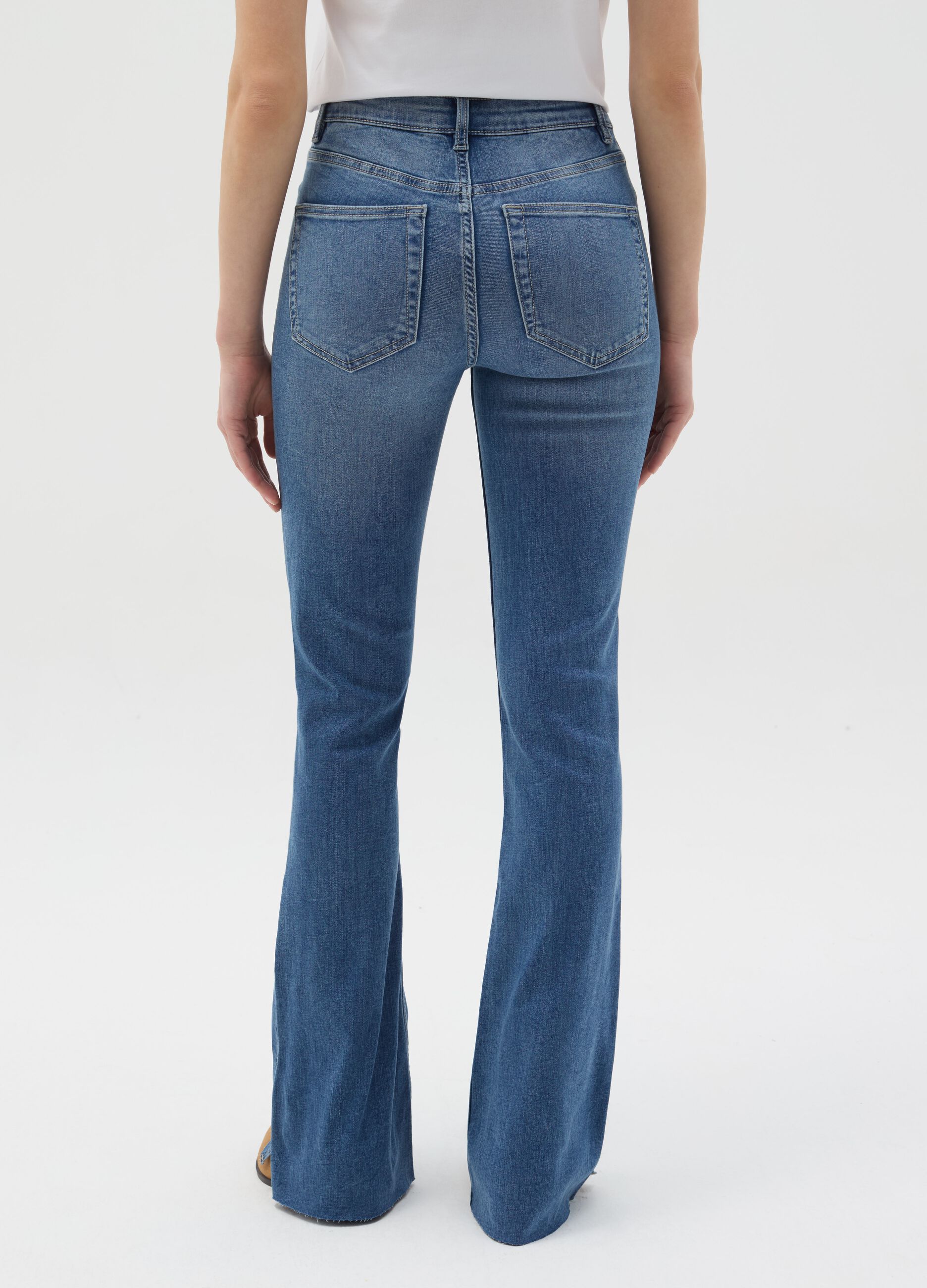 Flare-fit bootcut jeans with slits