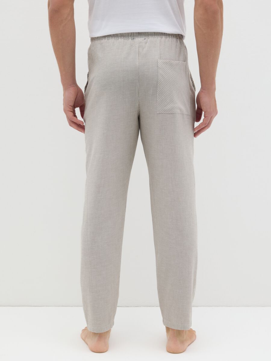 Men's pure cotton beige trousers regular fit with drawstring_3
