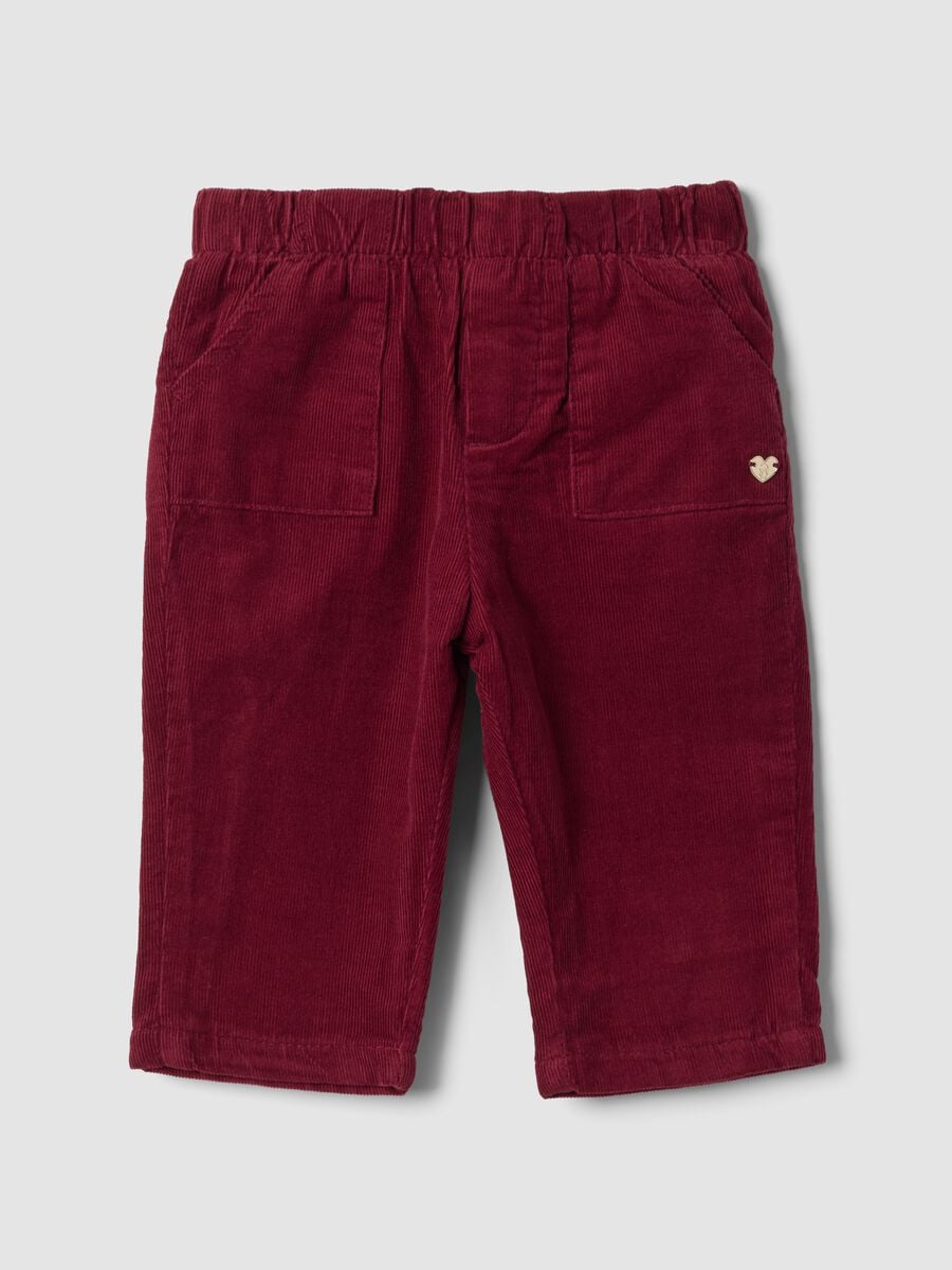 Pantaloni rosa in puro cotone con vita elasticizzata_0