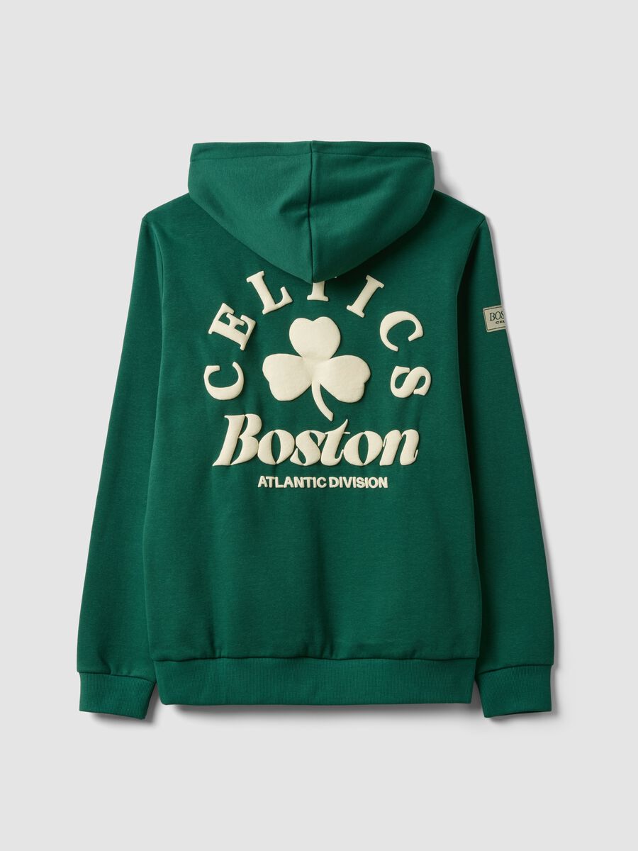 Felpa verde con cappuccio in misto cotone a tema Boston Celtics_2