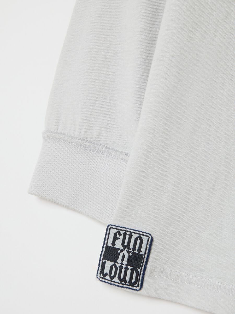 Children's white long-sleeve oversized fit pure cotton T-shirt_3