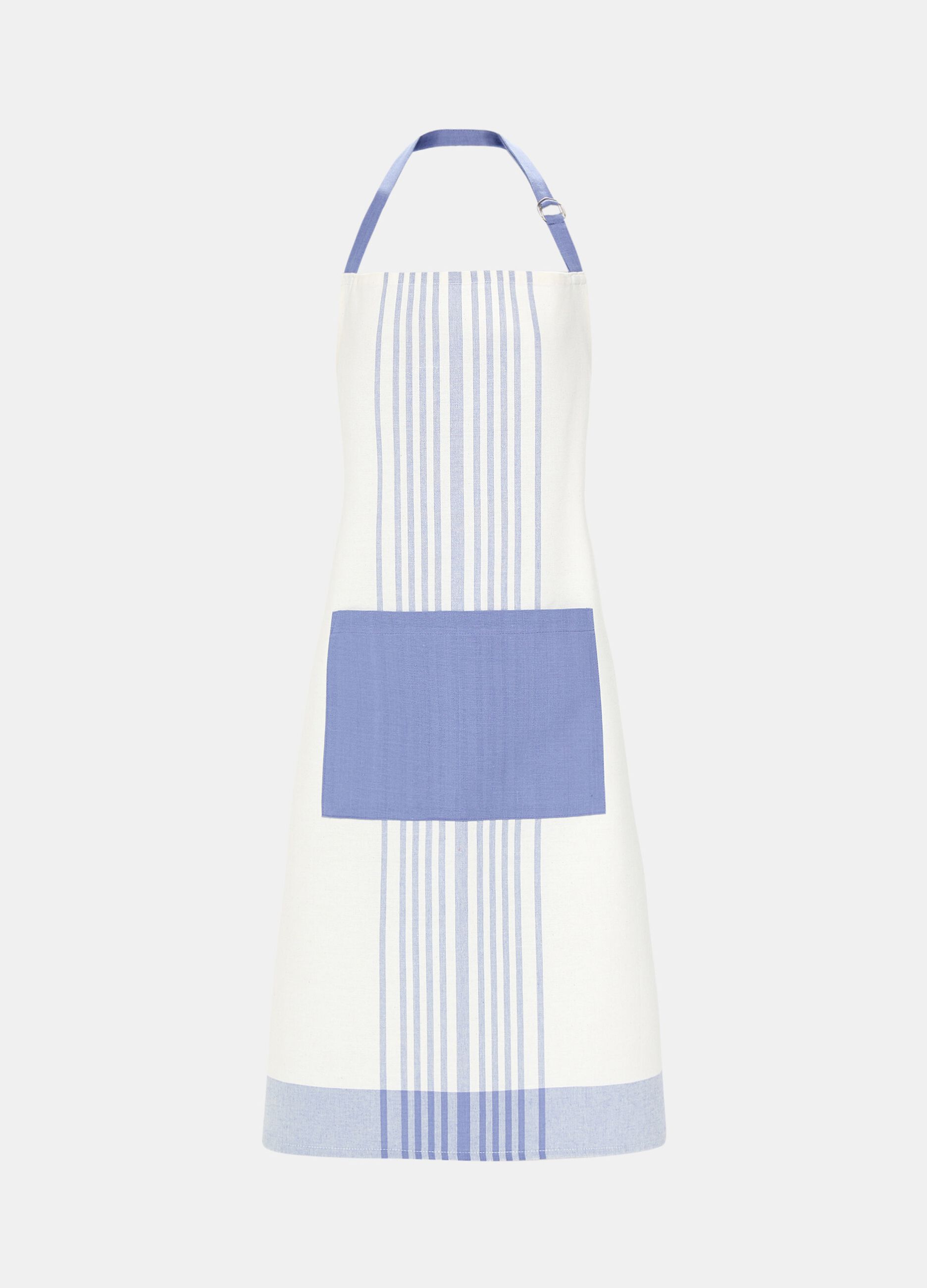 100% cotton striped apron with pocket
