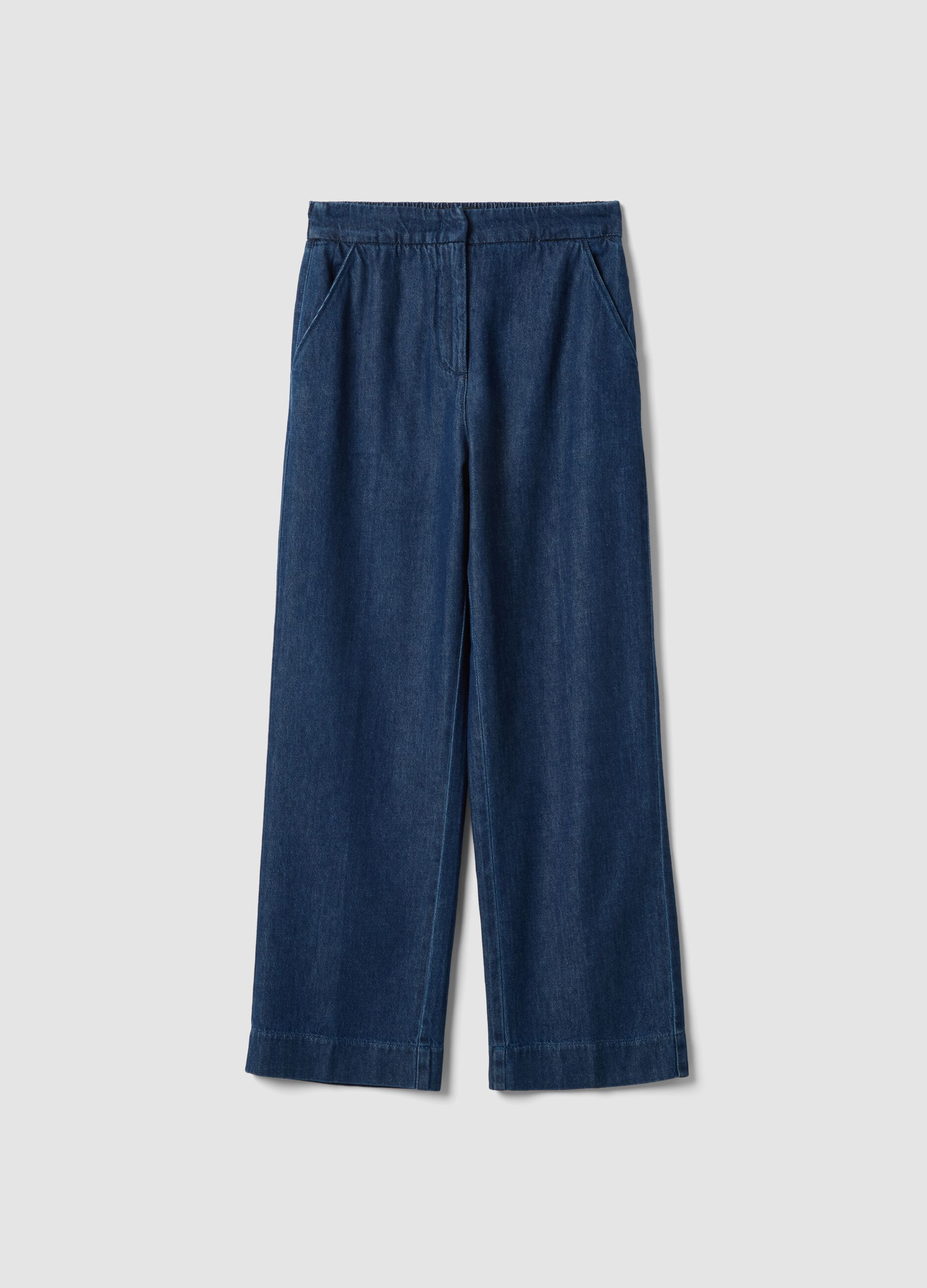 Blue denim jogger trousers in pure cotton, relaxed fit