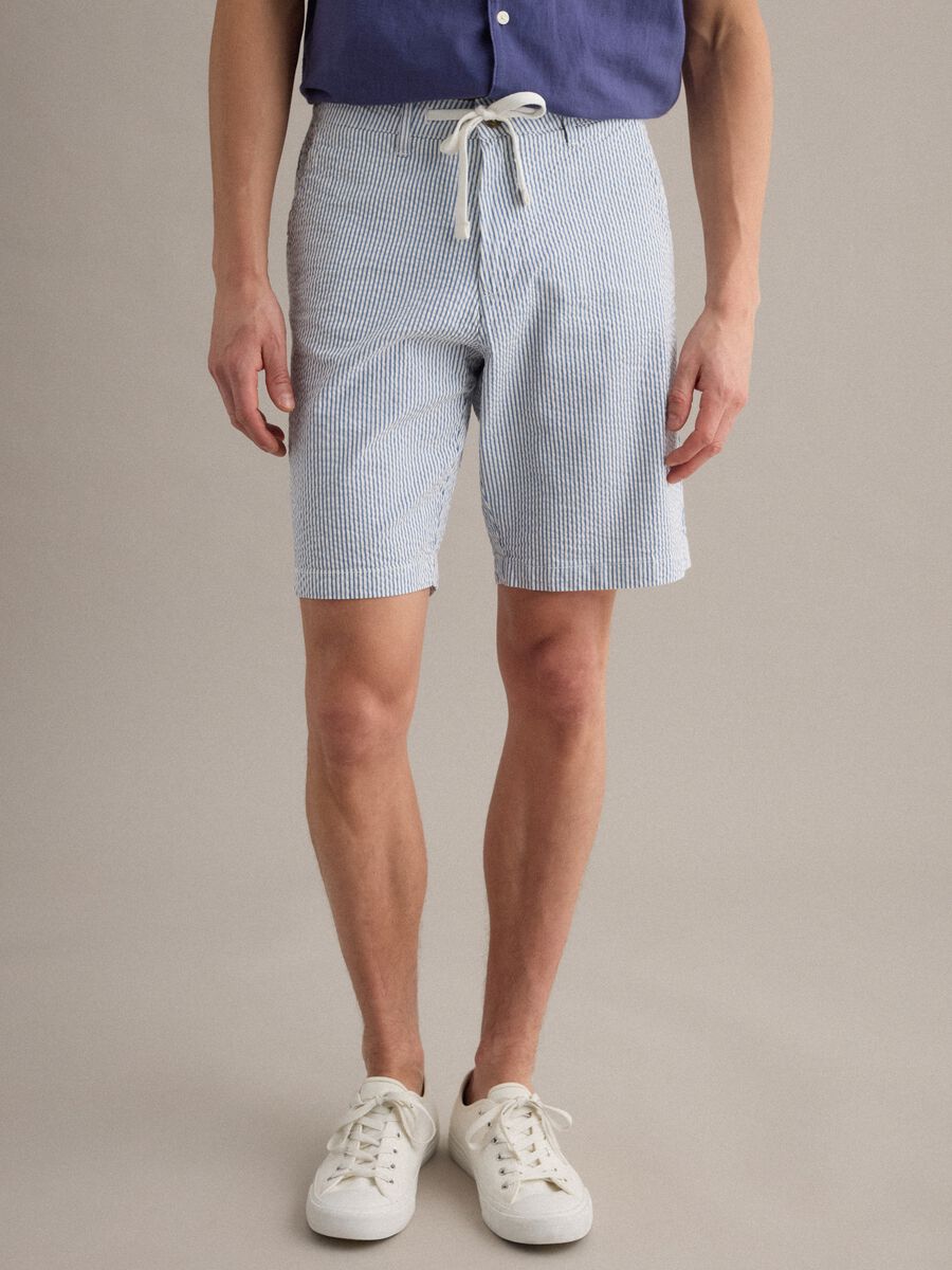 Shorts a righe multicolor in cotone elasticizzato regular fit_1