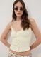 Yellow stretch cotton fitted lace top_0
