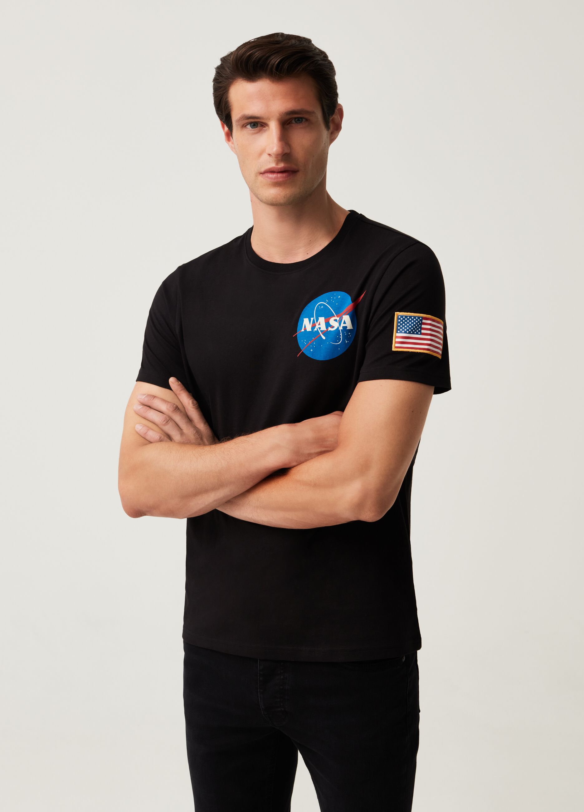 Cotton T-shirt with NASA logo print