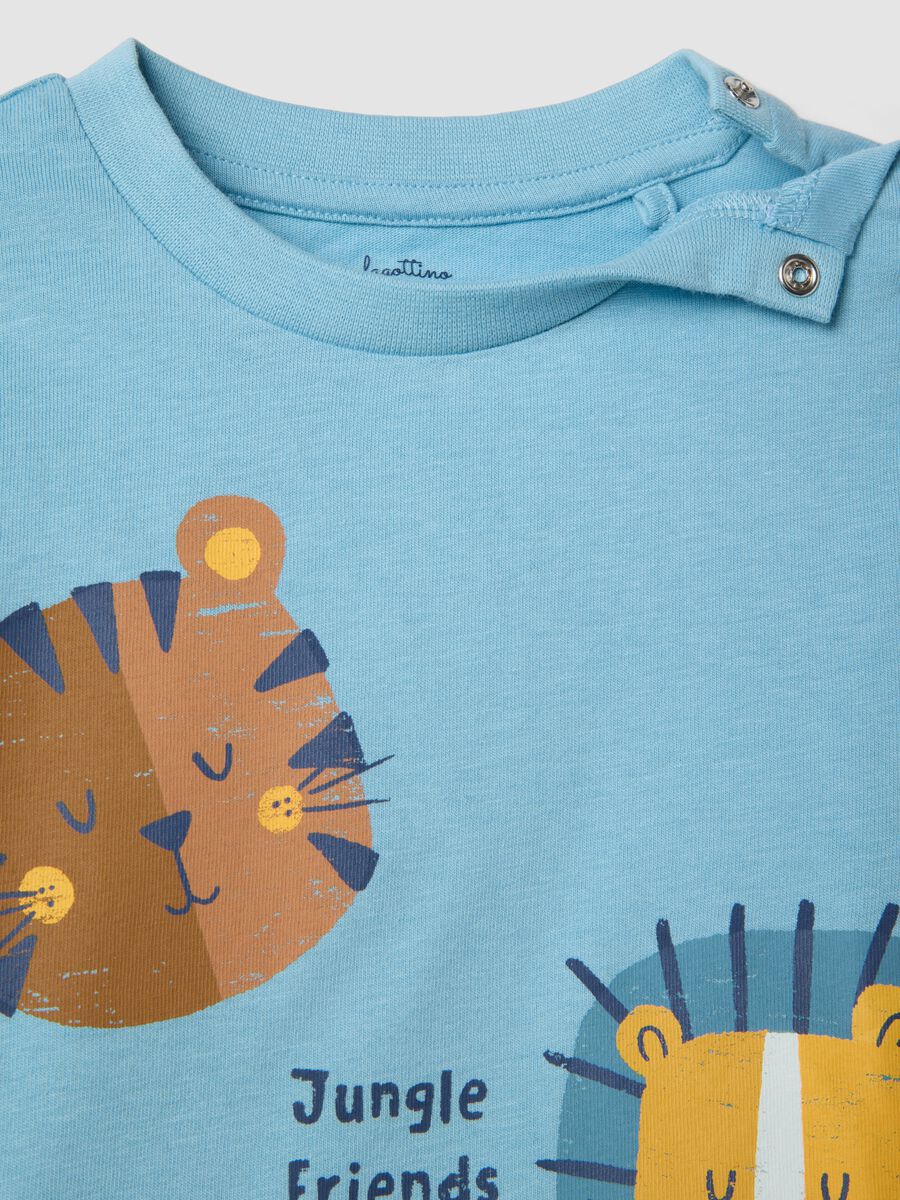Pigiama in puro cotone azzurro da neonato regular fit con animali_2