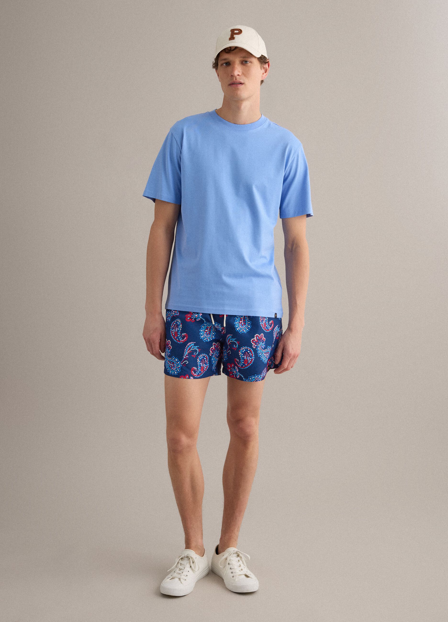 Blue paisley-print swim shorts