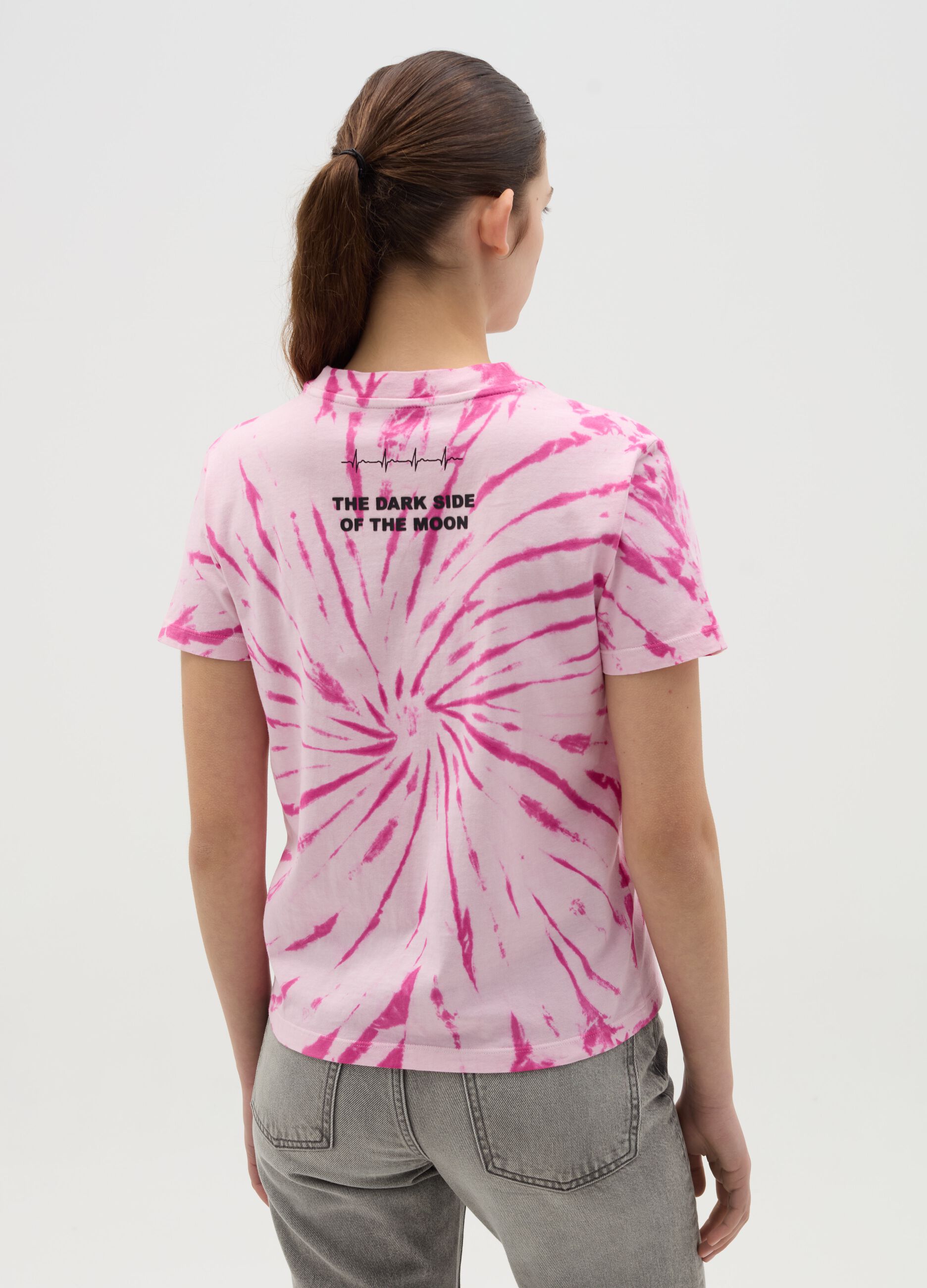 Tie-dye T-shirt with Pink Floyd print