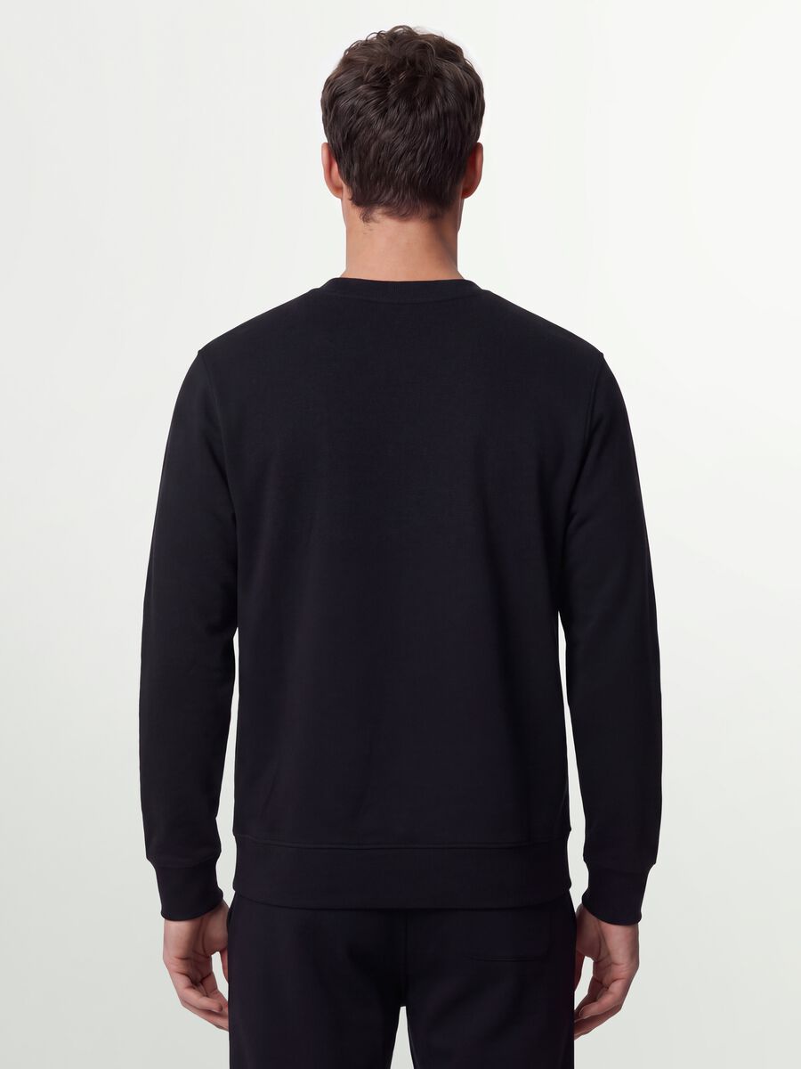 Felpa nera girocollo in misto cotone regular fit_2