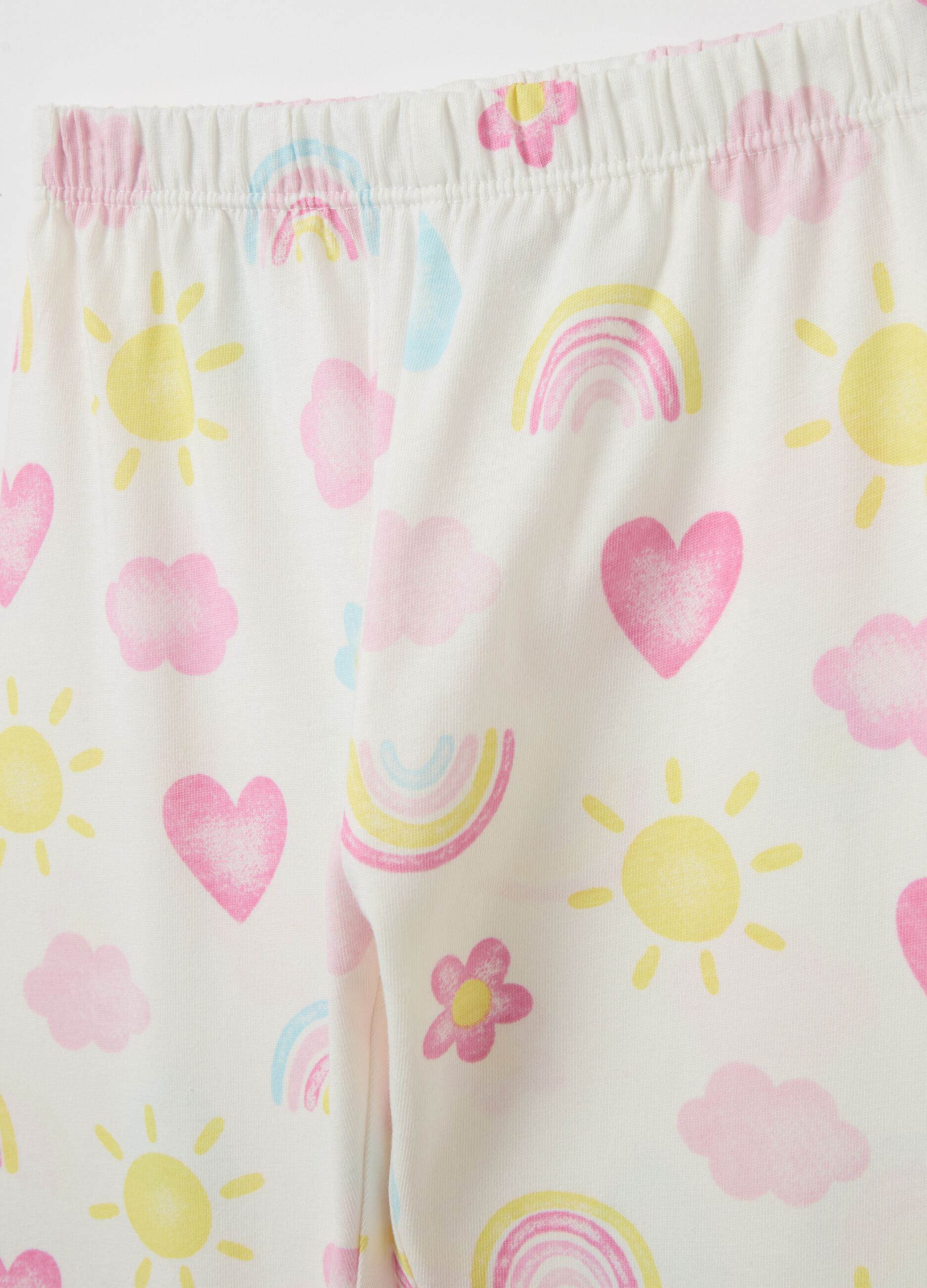 Organic cotton pyjamas with sun and hearts print