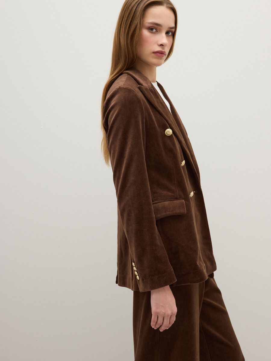 Blazer in misto cotone marrone regular fit_3