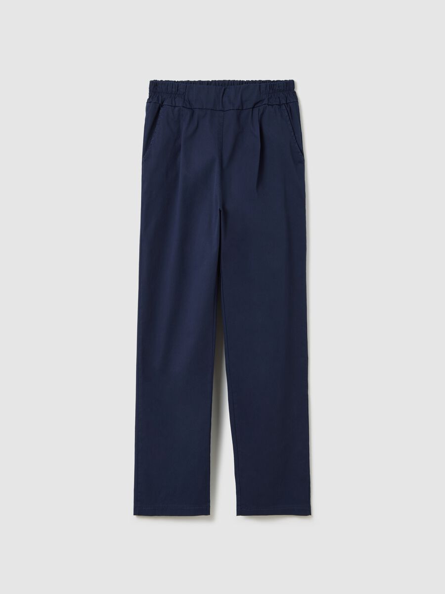 Blue cigarette trousers with elastic waistband_4