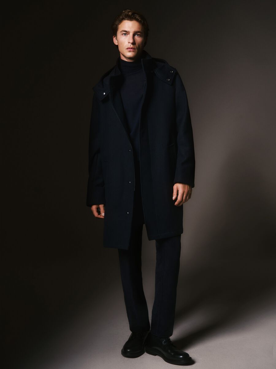 Cappotto blu con cappuccio rimovibile regular fit_0