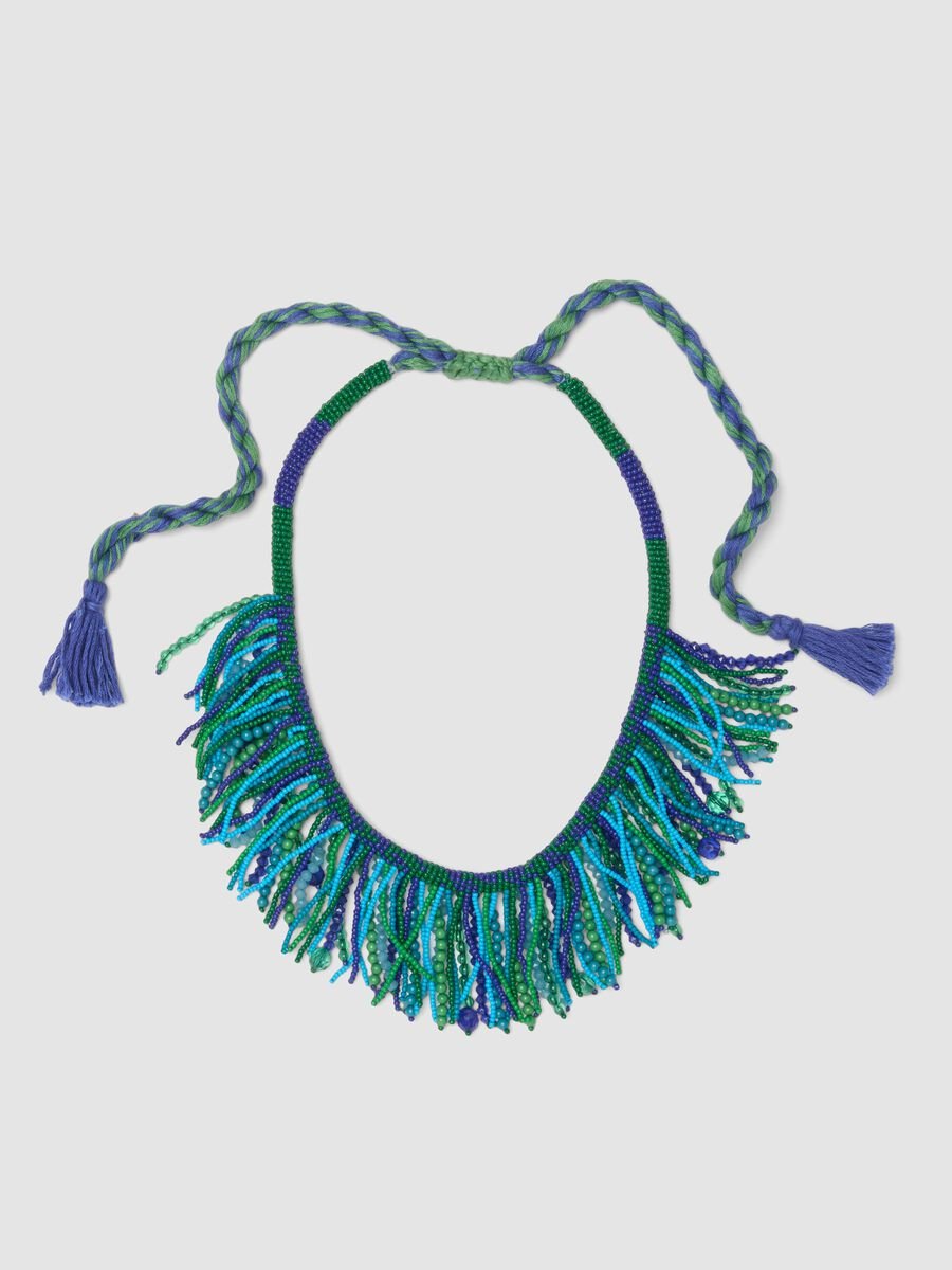 Multicolour beaded necklace with tassels_0