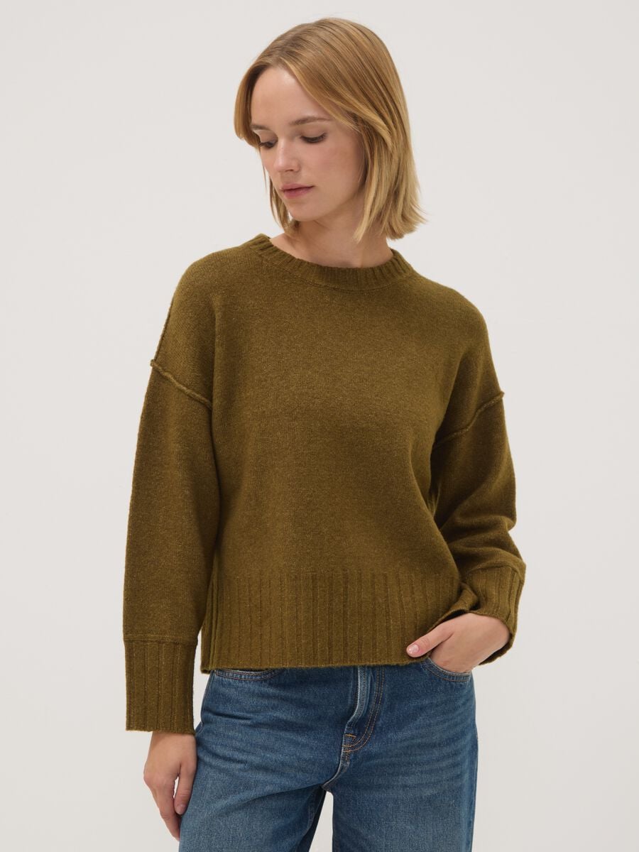 Green stretch-fabric oversized top_1