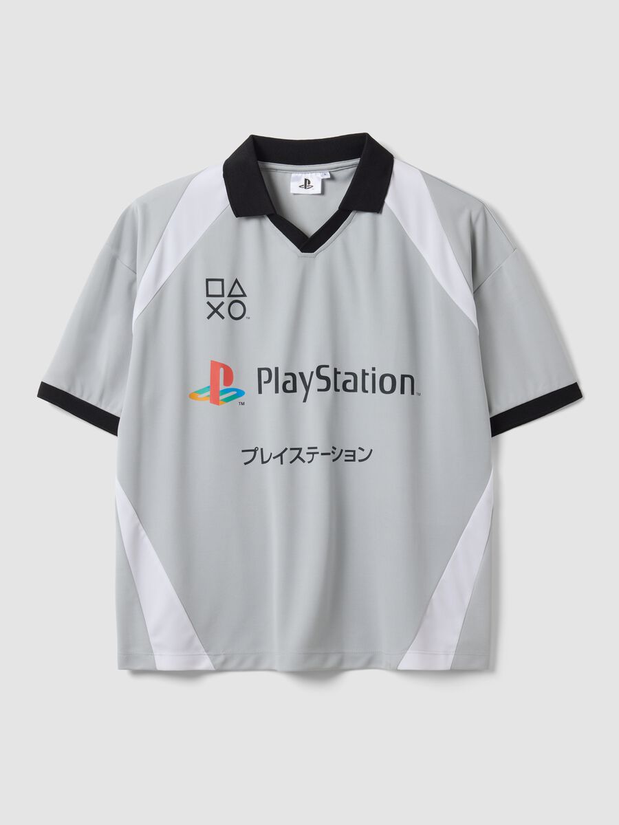 Grey PlayStation V-neck short-sleeve T-shirt_0