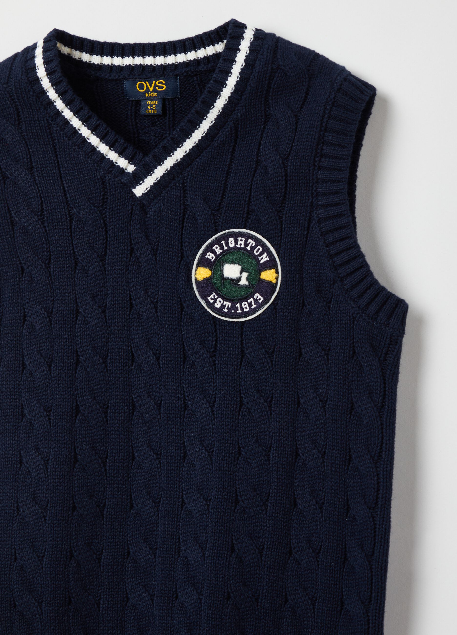 Gilet in cotone con lavorazione a trecce_2