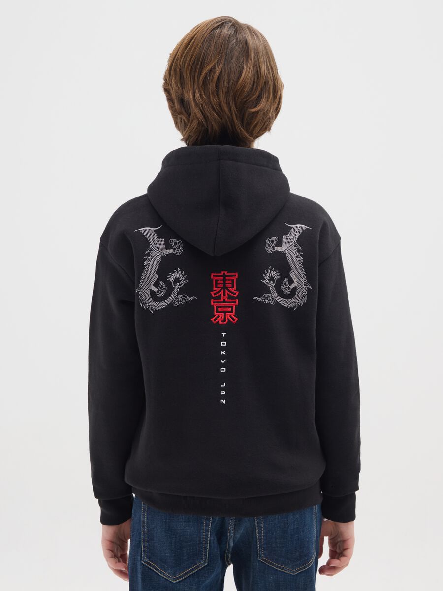 Black Hoodie with Embroidered Dragons_1