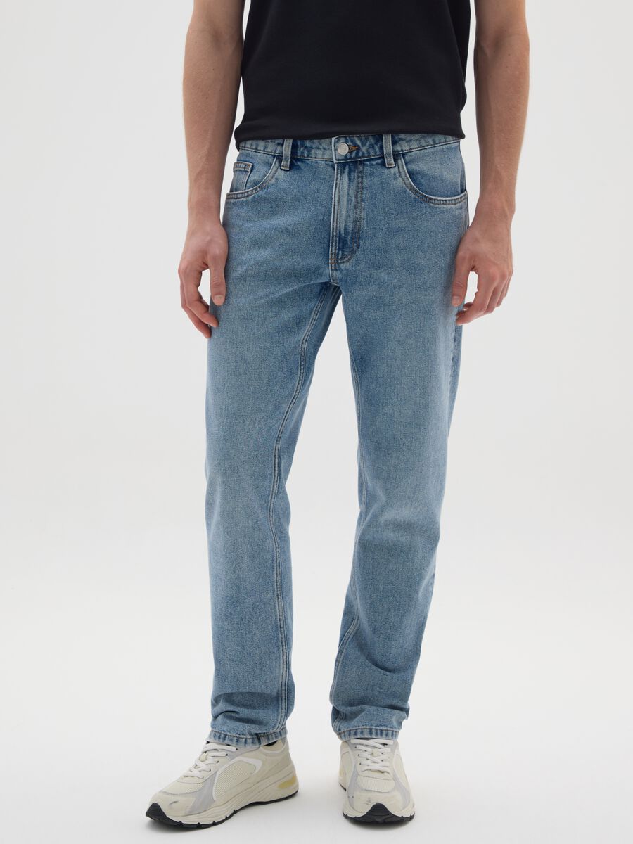 Regular fit blue denim jeans_1