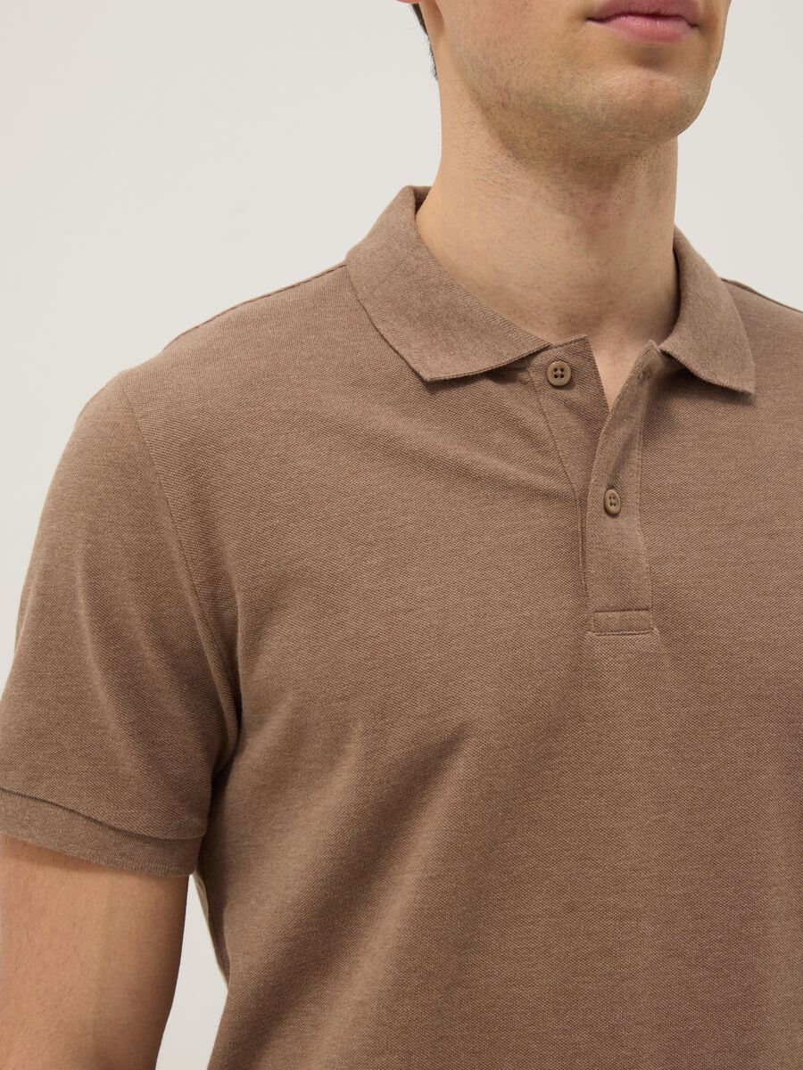 Polo marrone in puro cotone a maniche corte regular fit_3