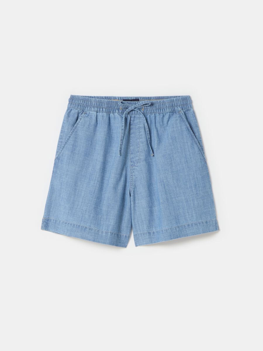 Shorts in denim fluido con tasche_3