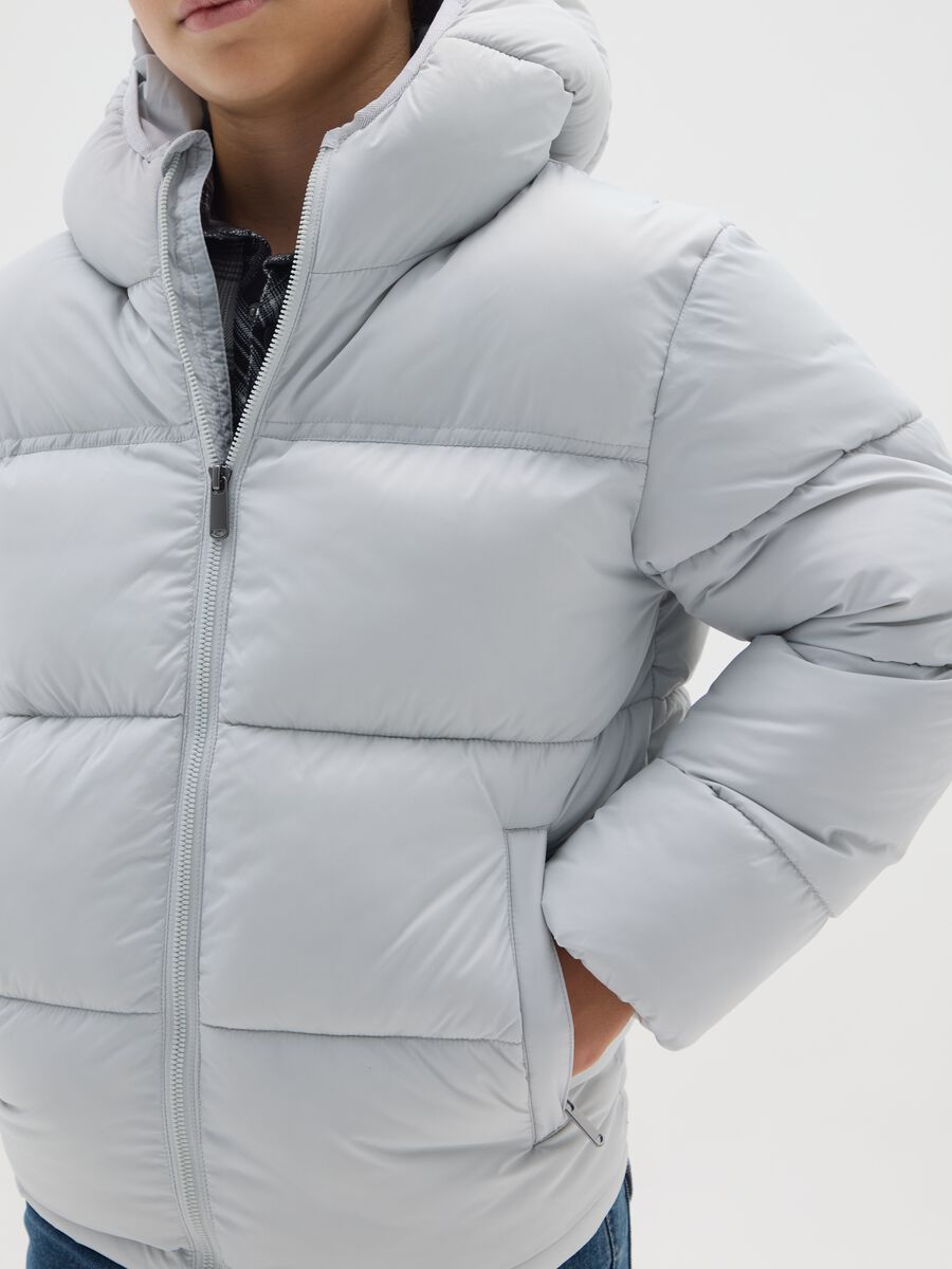 The Iconic Puffer grey hooded jacket for boys_2