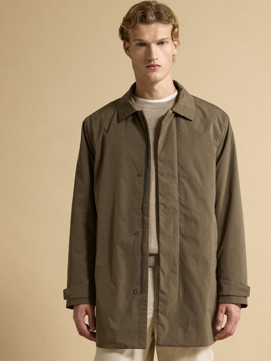 Long brown regular-fit raincoat_1