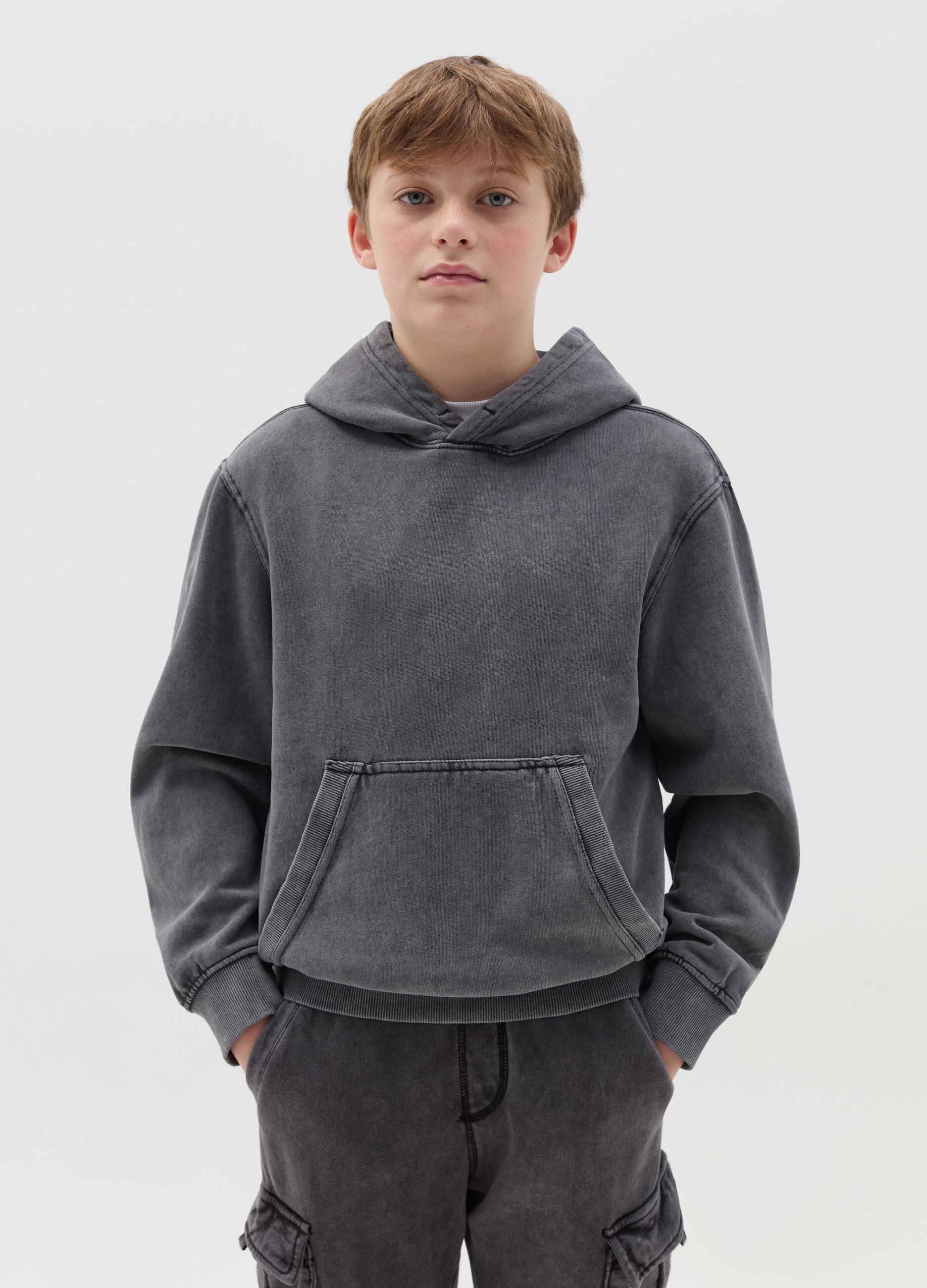 Felpa acid wash con cappuccio OVS KIDS da Ragazzo OVS
