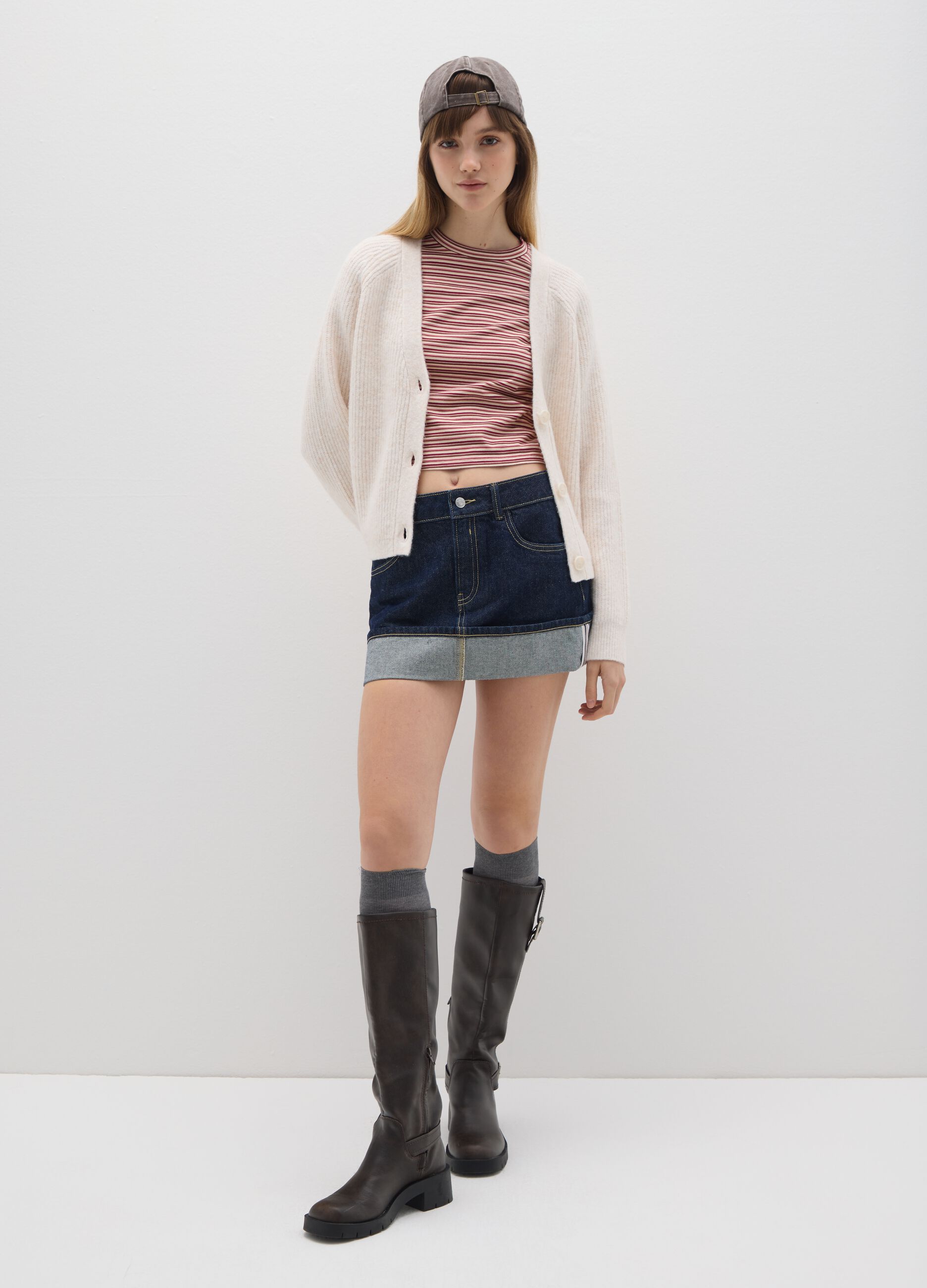 Beige Cardigan with Oversized Fit